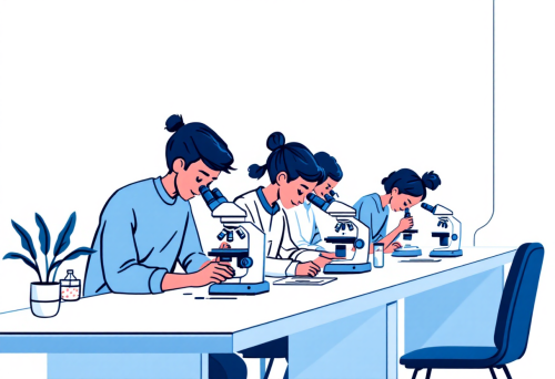 Students using microscopes in a Teaching Lab
